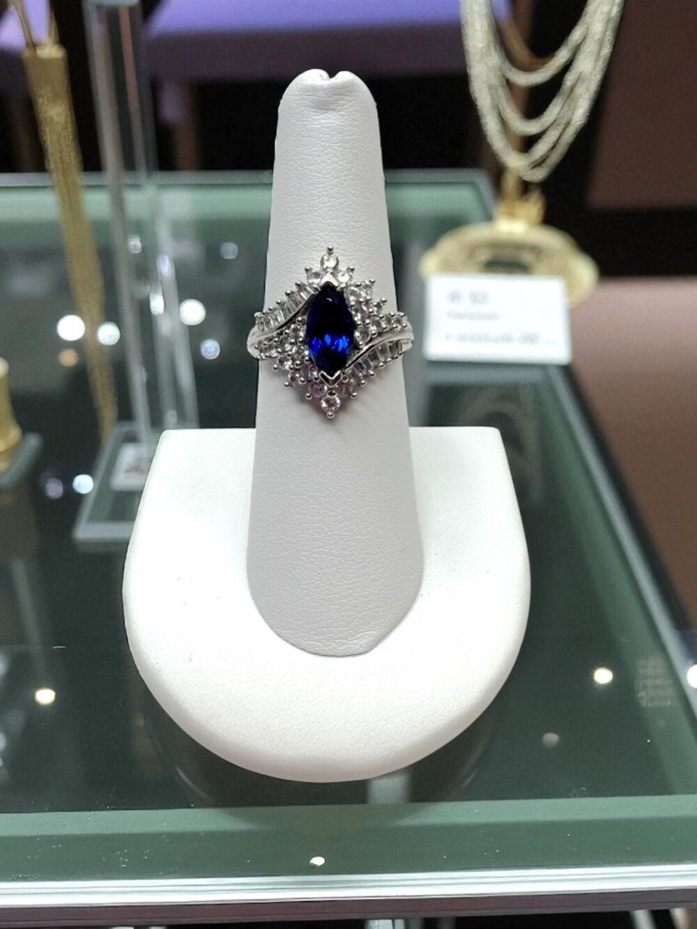 Sterling Silver Ring Blue White Sapphire Size 7.25